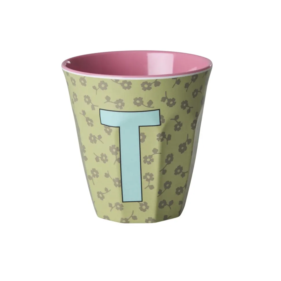 RICE Buchstaben-Becher mit Blumen Medium