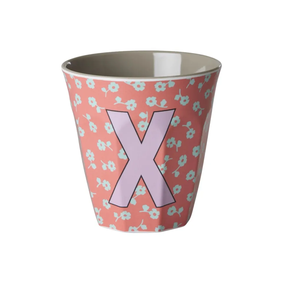 RICE Buchstaben-Becher mit Blumen Medium