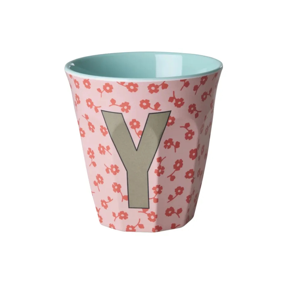 RICE Buchstaben-Becher mit Blumen Medium