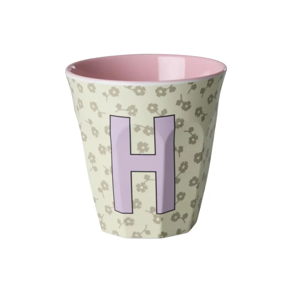 RICE Buchstaben-Becher mit Blumen Medium