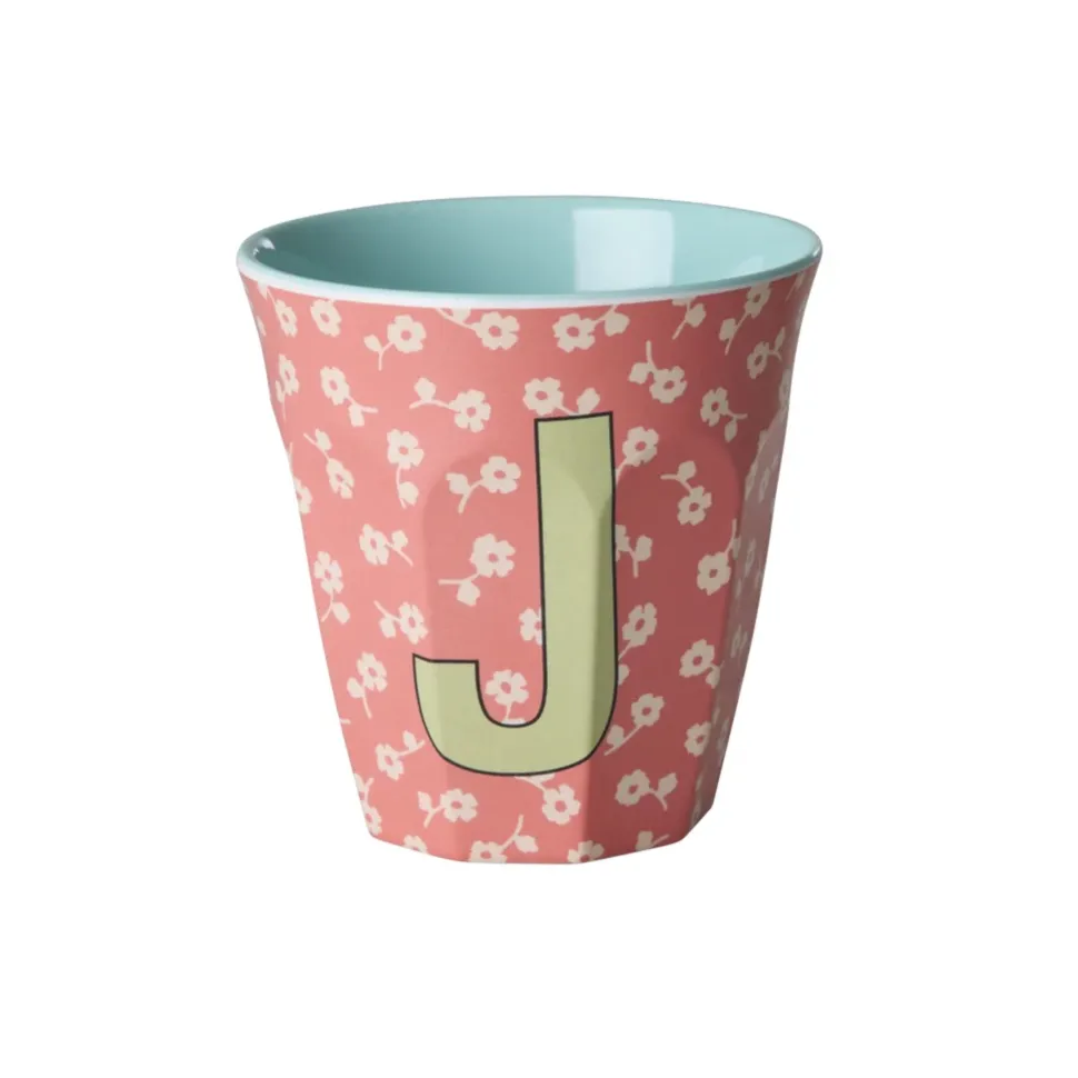 RICE Buchstaben-Becher mit Blumen Medium