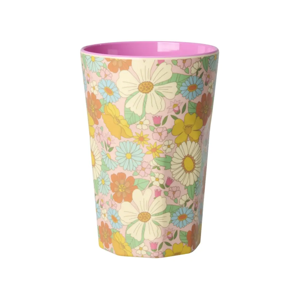 RICE Hoher Becher aus Melamin Flower Power