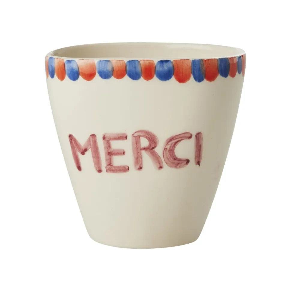 RICE Keramik Becher Handbemalt MERCI