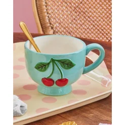 RICE Keramik Becher mit Kirschen