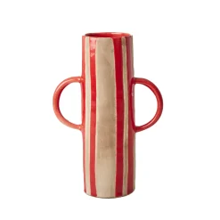 RICE Keramik Vase Rote Streifen