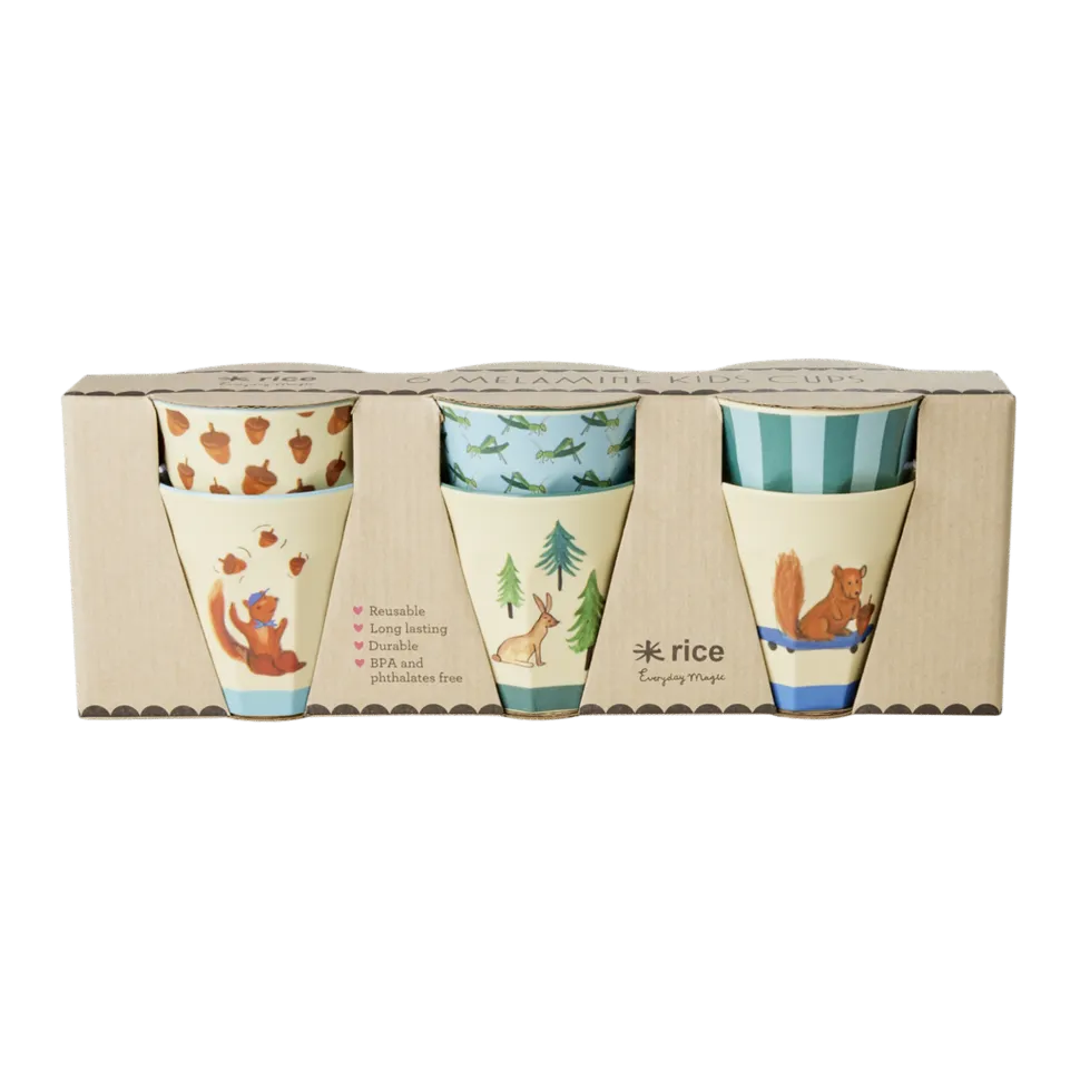 RICE Kinderbecher 6er Set Happy Forest