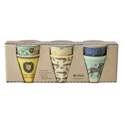 RICE Kleine Melamin Kinder Becher Jungle Animals 6er Pack