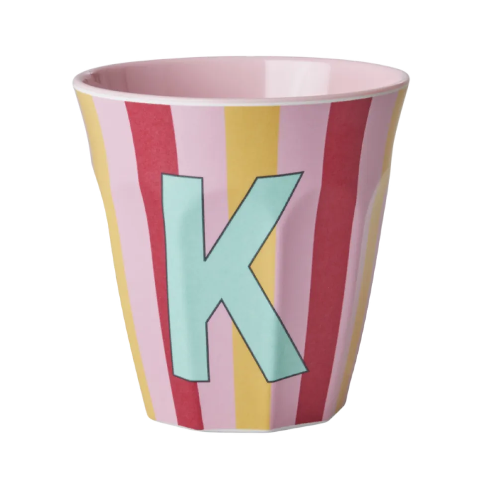 RICE Melamin Buchstabenbecher gestreift