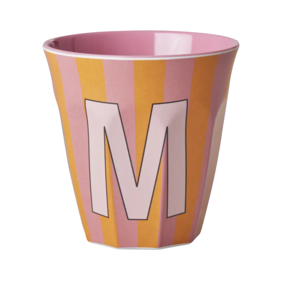 RICE Melamin Buchstabenbecher gestreift