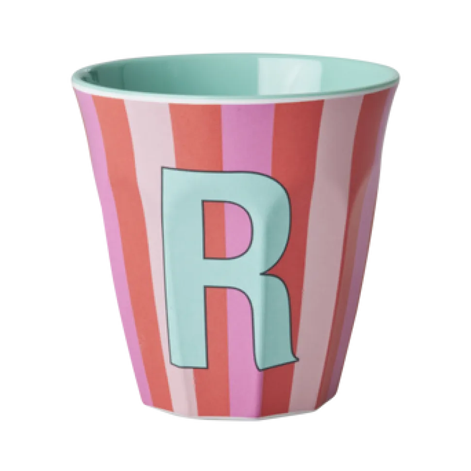 RICE Melamin Buchstabenbecher gestreift