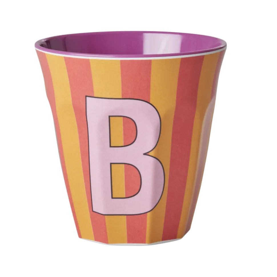 RICE Melamin Buchstabenbecher gestreift