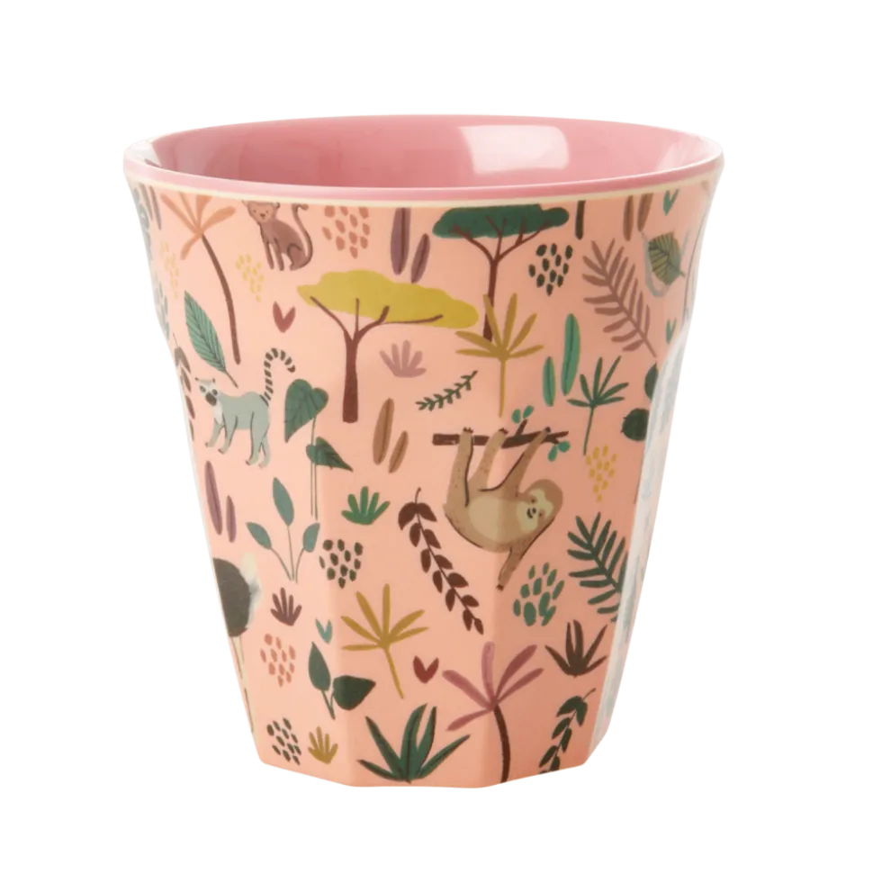 RICE Melamin Kinder Becher Medium Jungle Animals All Over