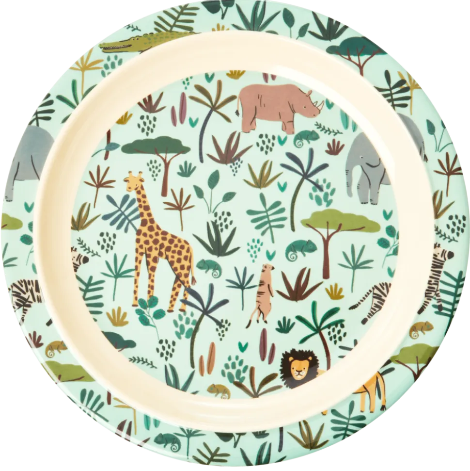 RICE Melamin Kinderteller Jungle Animals All Over