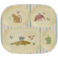 RICE Melamin Kinderteller mit 4er Einteilung Sweet Jungle Print