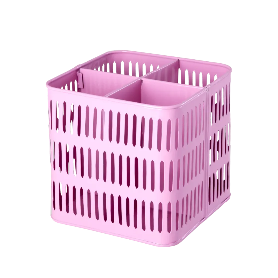 RICE Metall Korb quadratisch pink