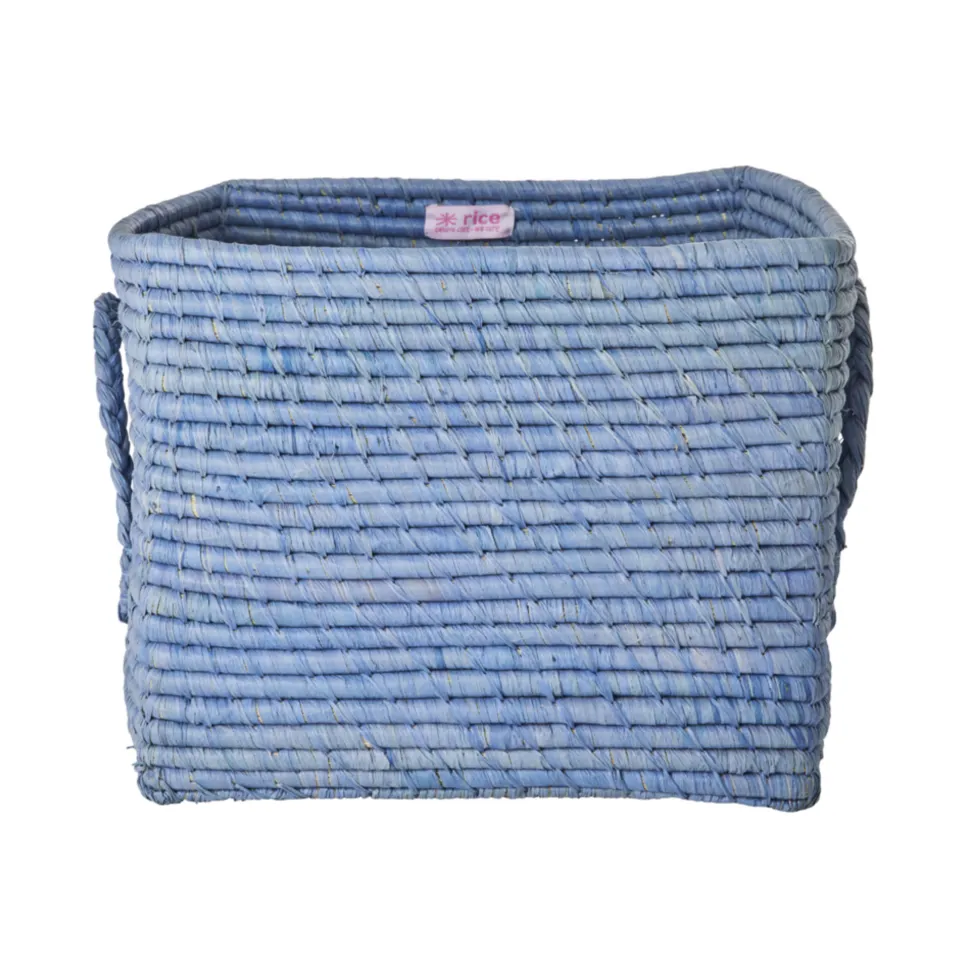 RICE Quadratischer Raffia Aufbewahrungskorb