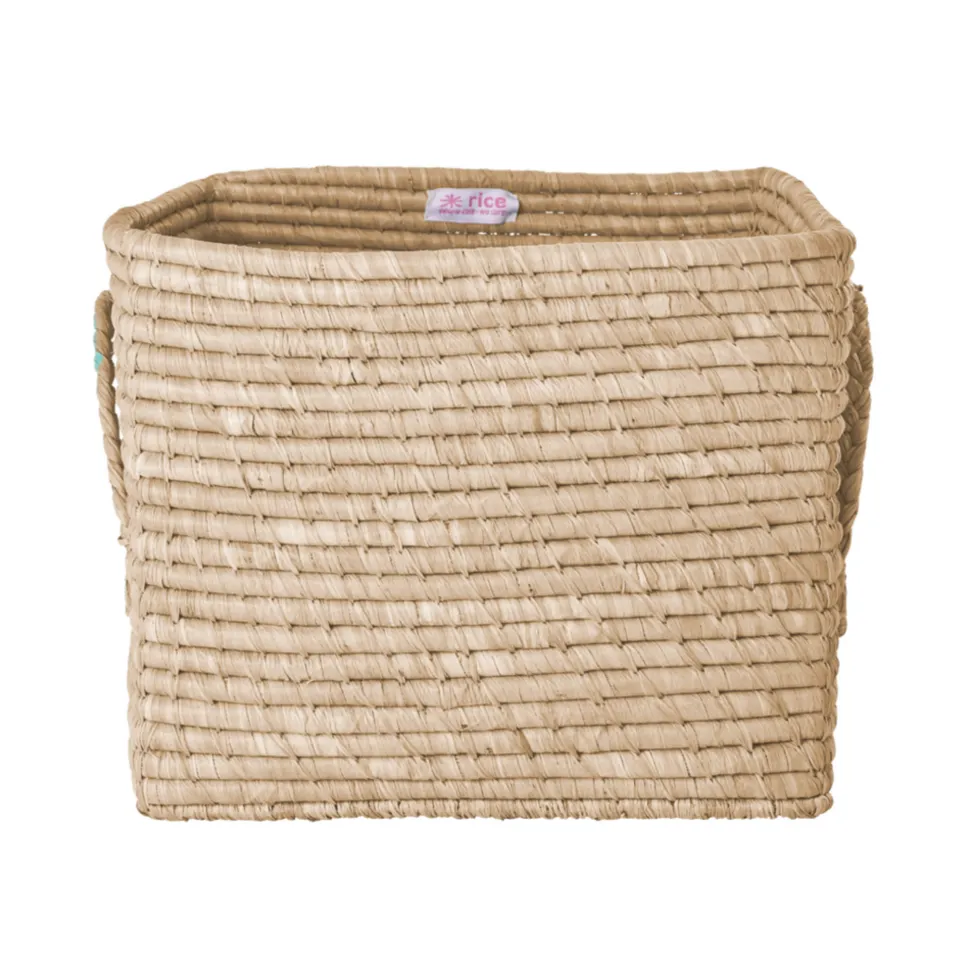 RICE Quadratischer Raffia Aufbewahrungskorb