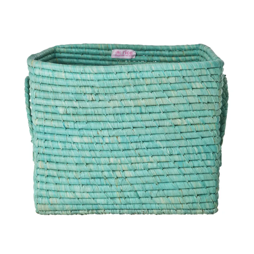 RICE Quadratischer Raffia Aufbewahrungskorb