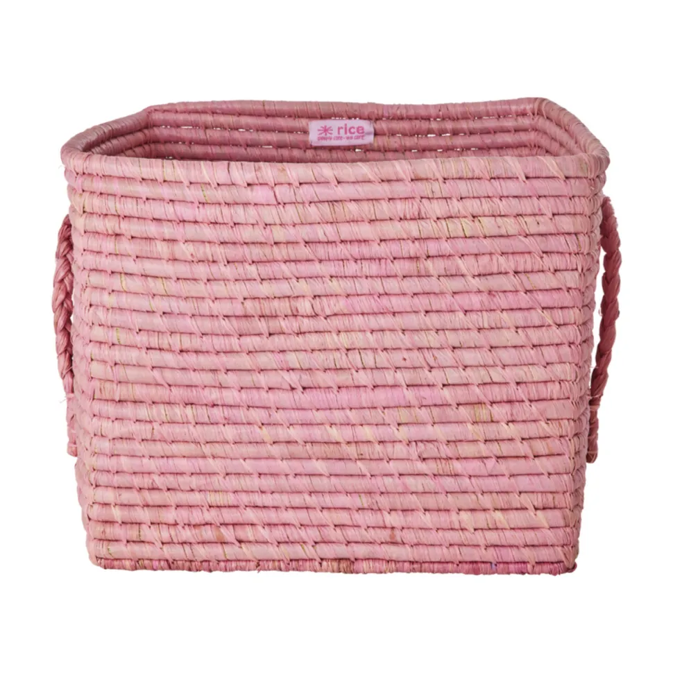 RICE Quadratischer Raffia Aufbewahrungskorb