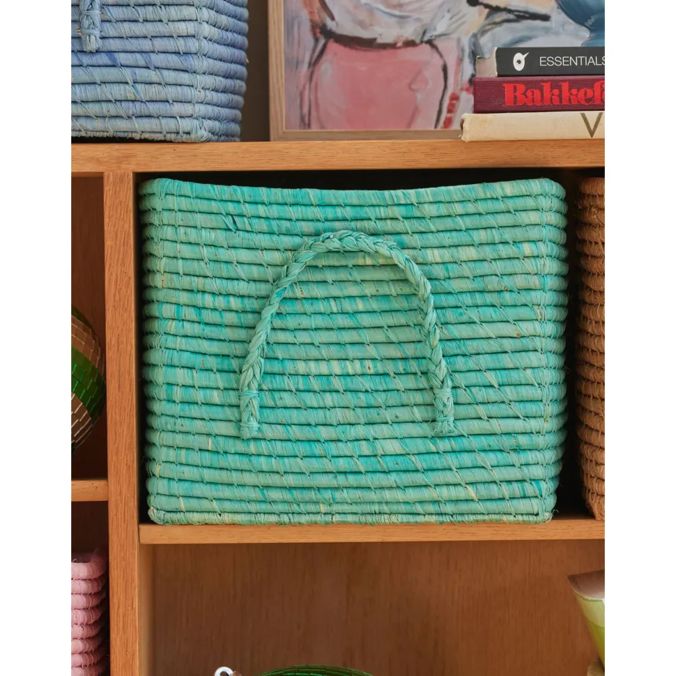 RICE Quadratischer Raffia Aufbewahrungskorb