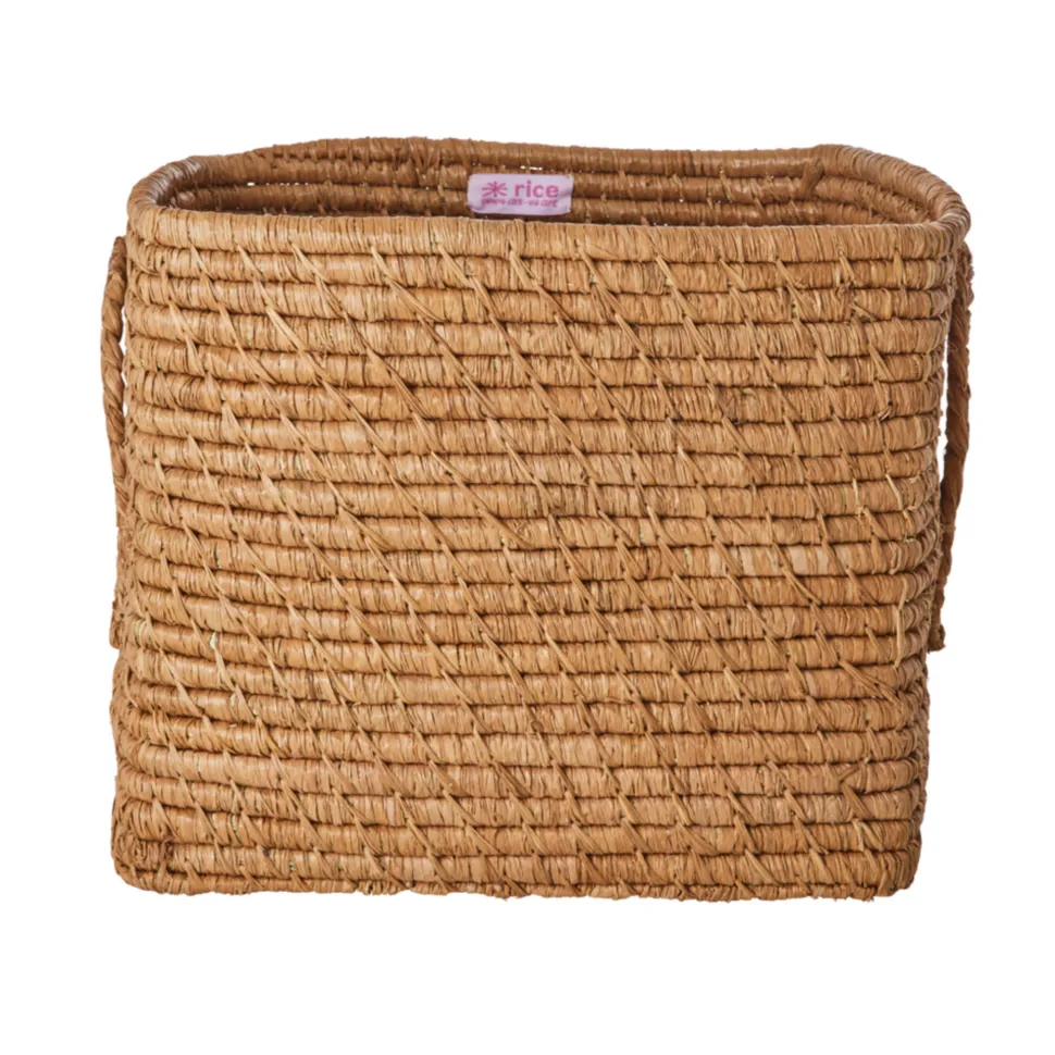 RICE Quadratischer Raffia Aufbewahrungskorb
