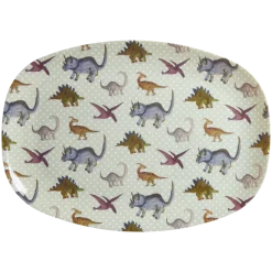 RICE Rechteckig Melamin Kinderteller New Dino Print