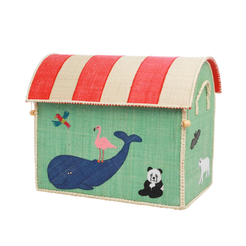 RICE Spielzeugkörbe Aufbewahrung Zootiere 3er Set
