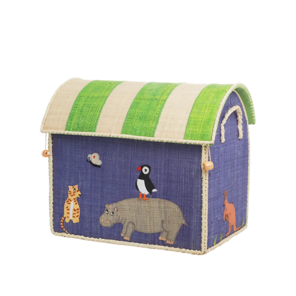 RICE Spielzeugkörbe Aufbewahrung Zootiere 3er Set